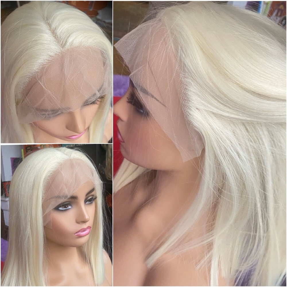 Platinum blonde lace front wig